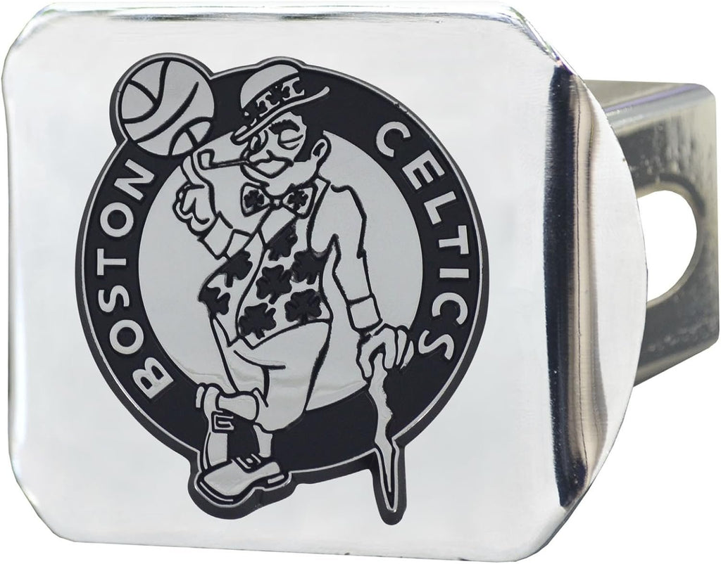 FANMATS 15114 Boston Celtics Chrome Metal Hitch Cover with Chrome Metal 3D Emblem
