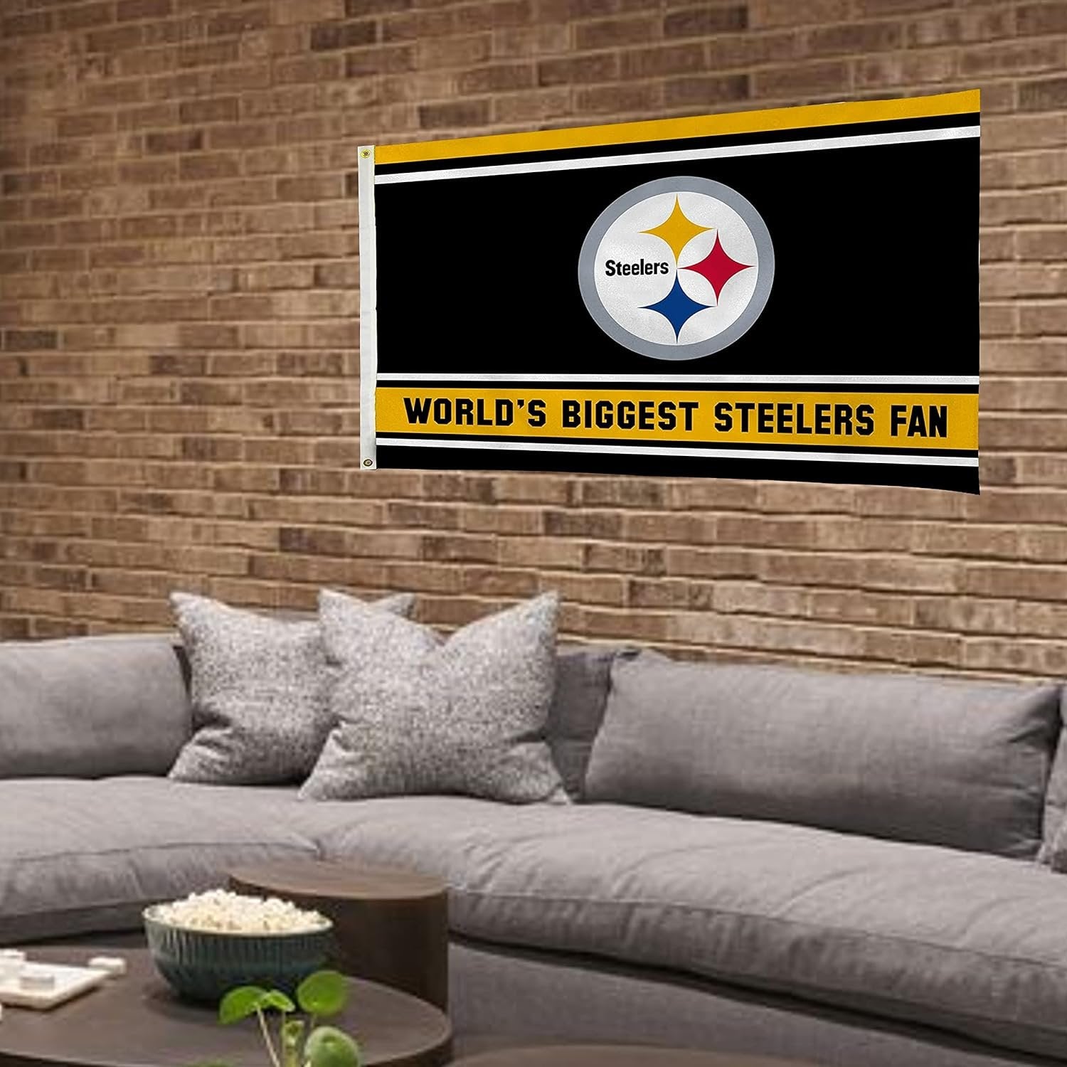 Pittsburgh Steelers 3x5 Feet Flag Banner, World's Biggest Fan, Metal Grommets, Single Sided, Indoor or Outdoor Use