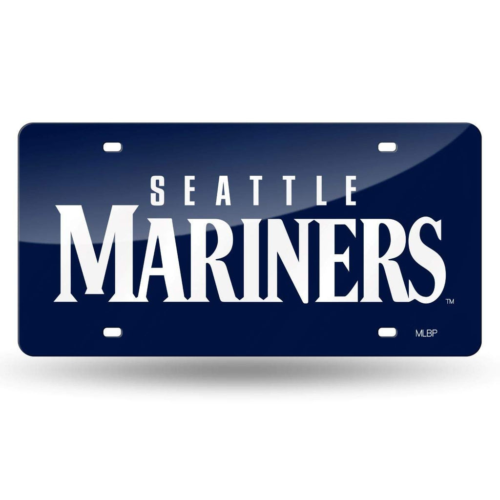 Seattle Mariners Laser Cut Tag License Plate, Blue Mirrored Acrylic Inlaid, 12x6 Inch