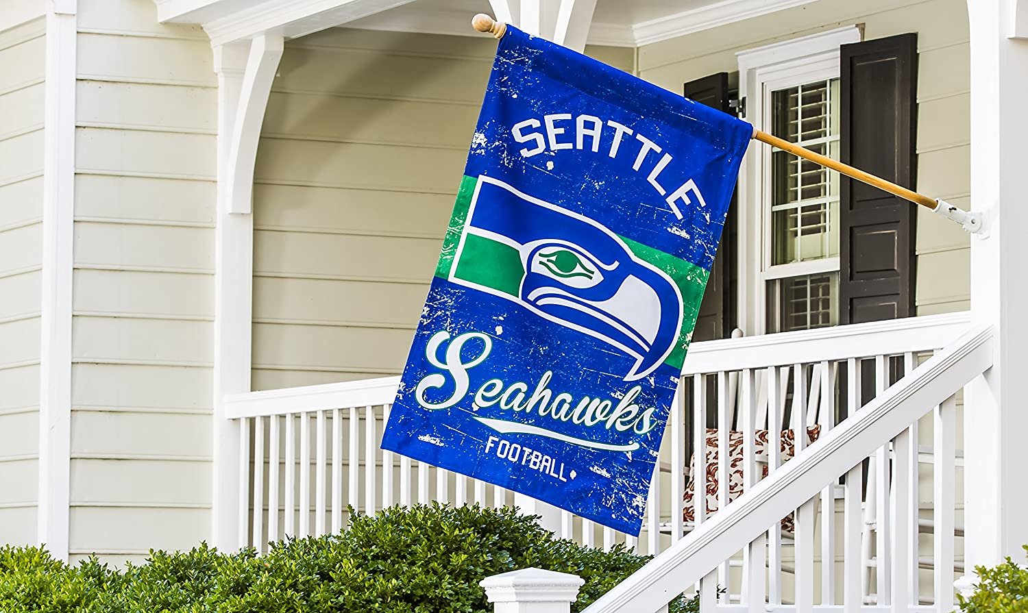 Seattle Seahawks House Banner Flag, Premium Double Sided, 28x44 Inch, Vintage Design, Linen, Indoor Outdoor