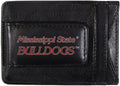Mississippi State University Bulldogs Black Leather Wallet, Front Pocket Magnetic Money Clip, Printed Logo
