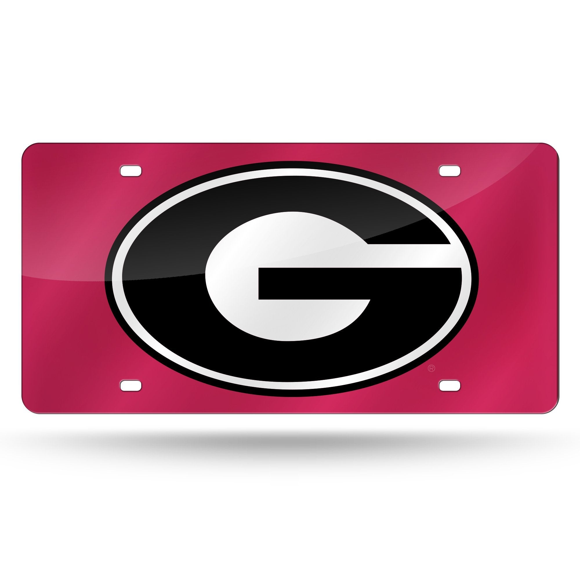 University of Georgia Bulldogs Premium Laser Cut Tag License Plate, Red, Mirrored Acrylic Inlaid, 12x6 Inch