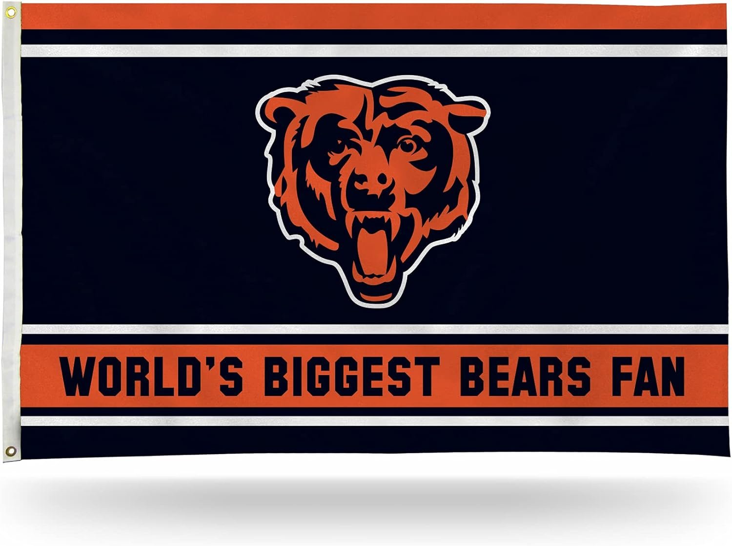 Chicago Bears 3x5 Feet Flag Banner, World's Biggest Fan, Metal Grommets, Single Sided, Indoor or Outdoor Use