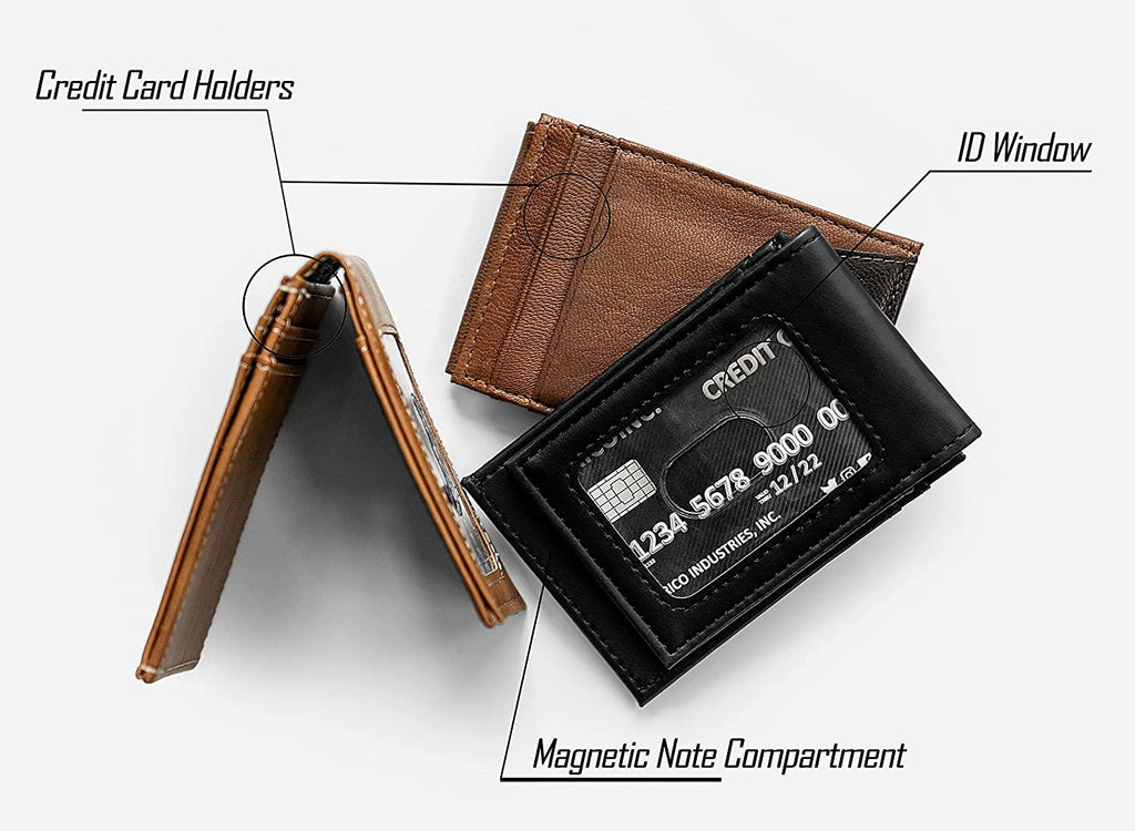 New Orleans Pelicans Premium Black Leather Wallet, Front Pocket Magnetic Money Clip, Laser Engraved, Vegan