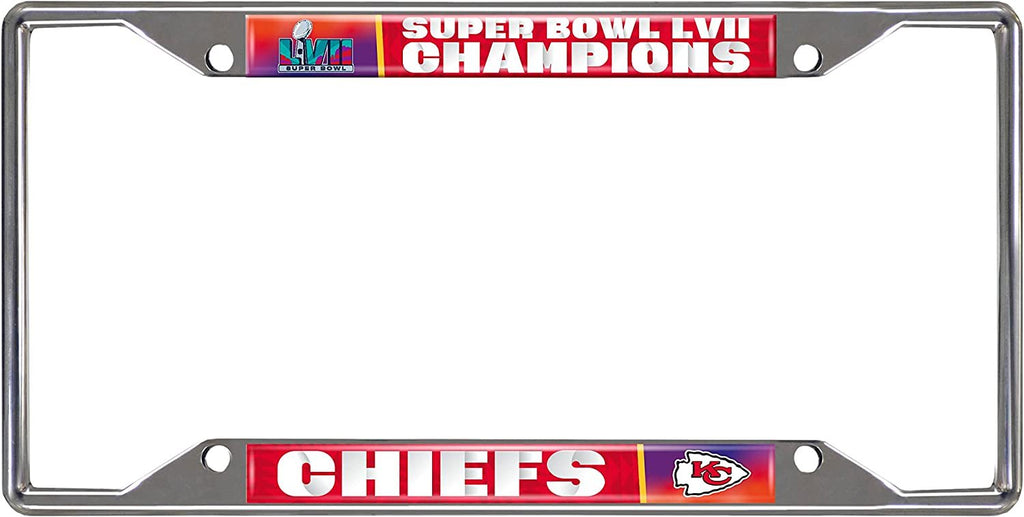Kansas City Chiefs 2023 Super Bowl LVII Champions Metal License Plate Frame Chrome Tag Cover