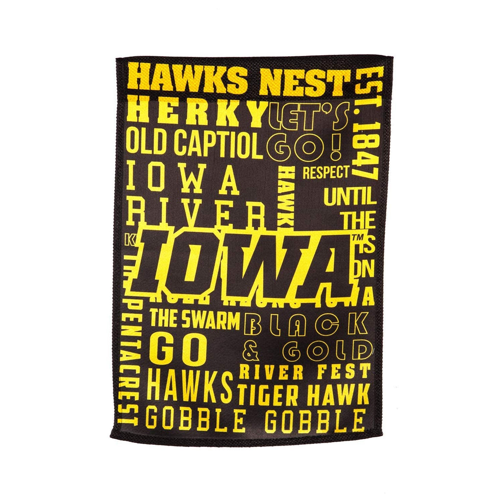 University of Iowa Hawkeyes Premium Double Sided Garden Flag Banner, Fan Rules Design, 13x18 Inch, Display Stand Sold Seperately, Officially Licensed