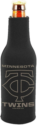 Minnesota Twins 2-Pack Tonal Black Design Zipper Bottle Neoprene Beverage Insulator Holder Baseball