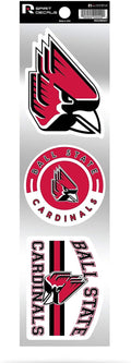 Ball State Cardinals Triple Retro Throwback Spirit Decals Flat Vinyl Auto Home Sticker Sheet University
