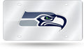 Seattle Seahawks Premium Laser Cut Tag License Plate, Mirrored Acrylic Inlaid, 12x6 Inch