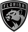 Florida Panthers Auto Emblem, Silver Chrome Color, Raised Molded Shape Cut Plastic, Adhesive Tape Backing