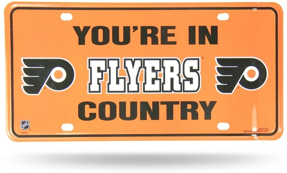 Philadelphia Flyers Metal Auto Tag License Plate, Country Design, 6x12 Inch