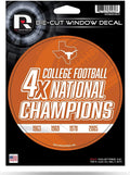 Texas Longhorns 5" Decal Sticker 4X Time Champions Flat Vinyl Auto Emblem College Football University of