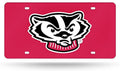 University of Wisconsin Badgers Premium Laser Cut Tag License Plate, Mirrored Acrylic Inlaid, Red, 12x6 Inch