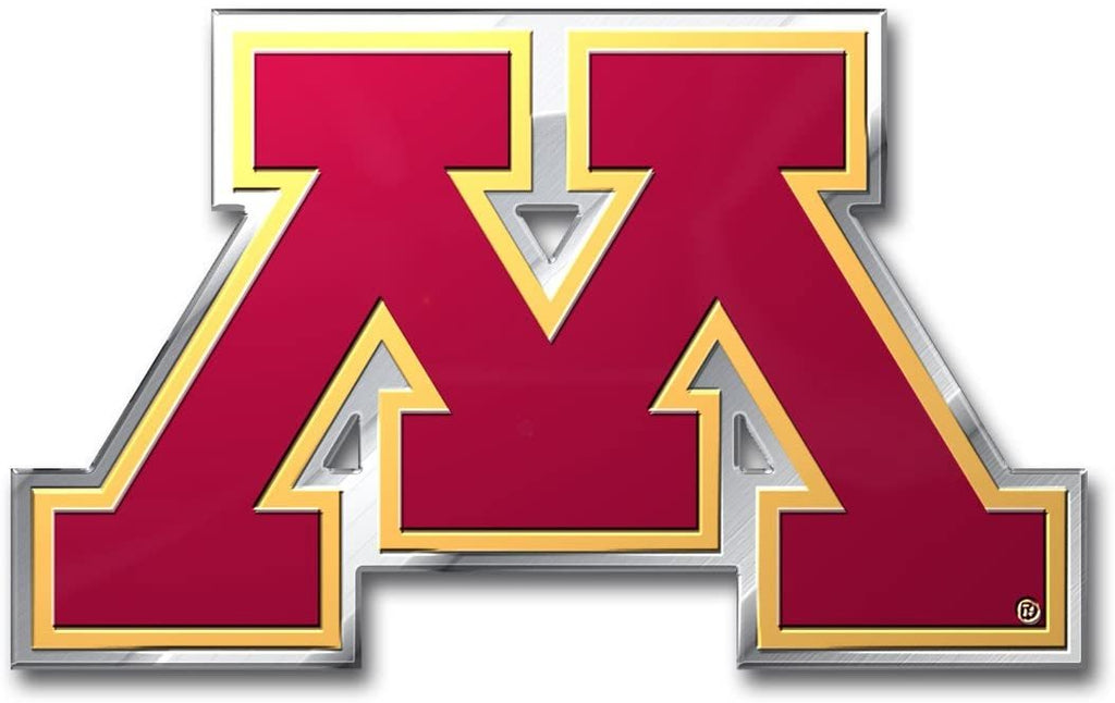 University of Minnesota Gophers Auto Emblem, Aluminum Metal, Embossed Team Color, Raised Decal Sticker, Full Adhesive Backing
