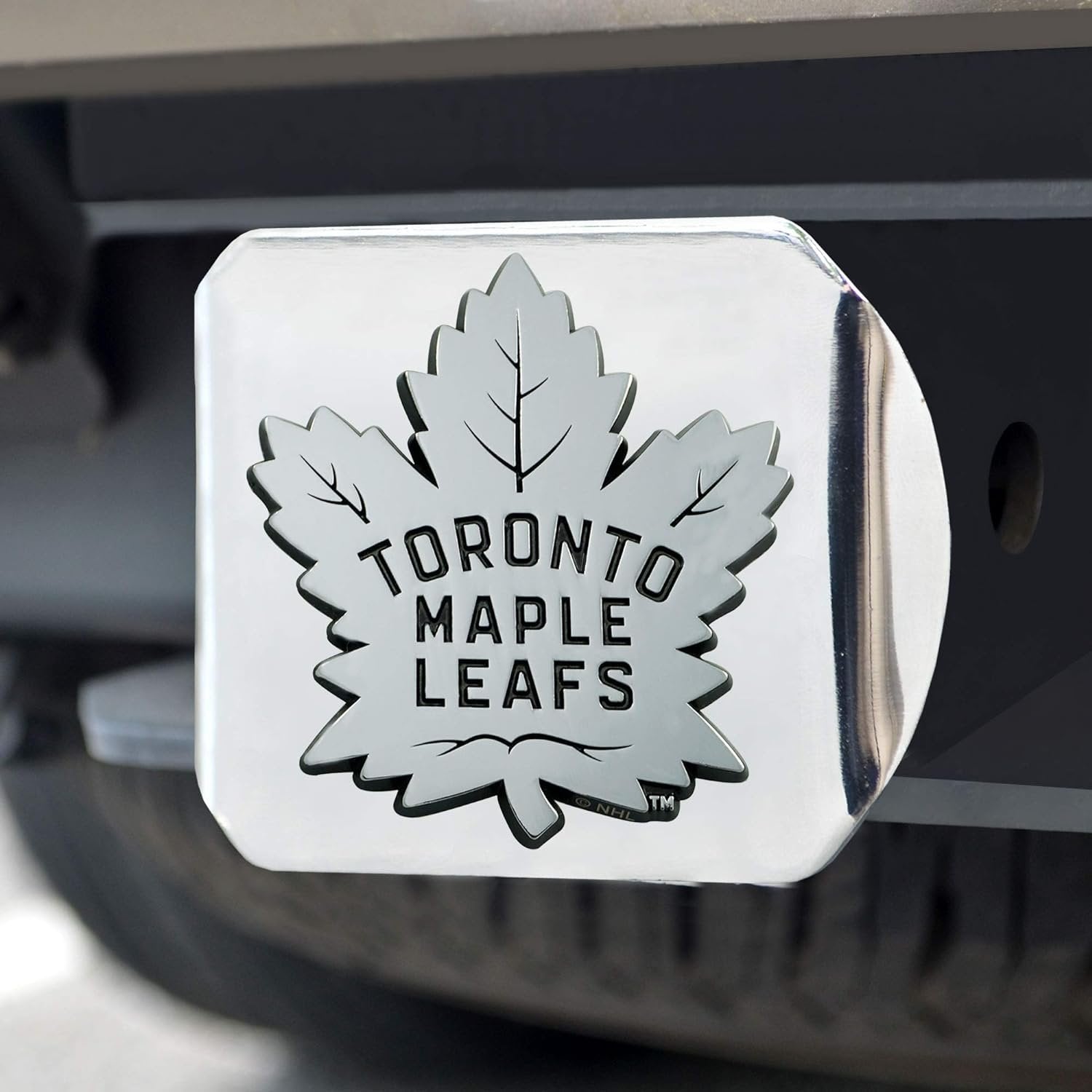 Toronto Maple Leafs Hitch Cover Solid Metal with Raised Chrome Metal Emblem 2" Square Type III