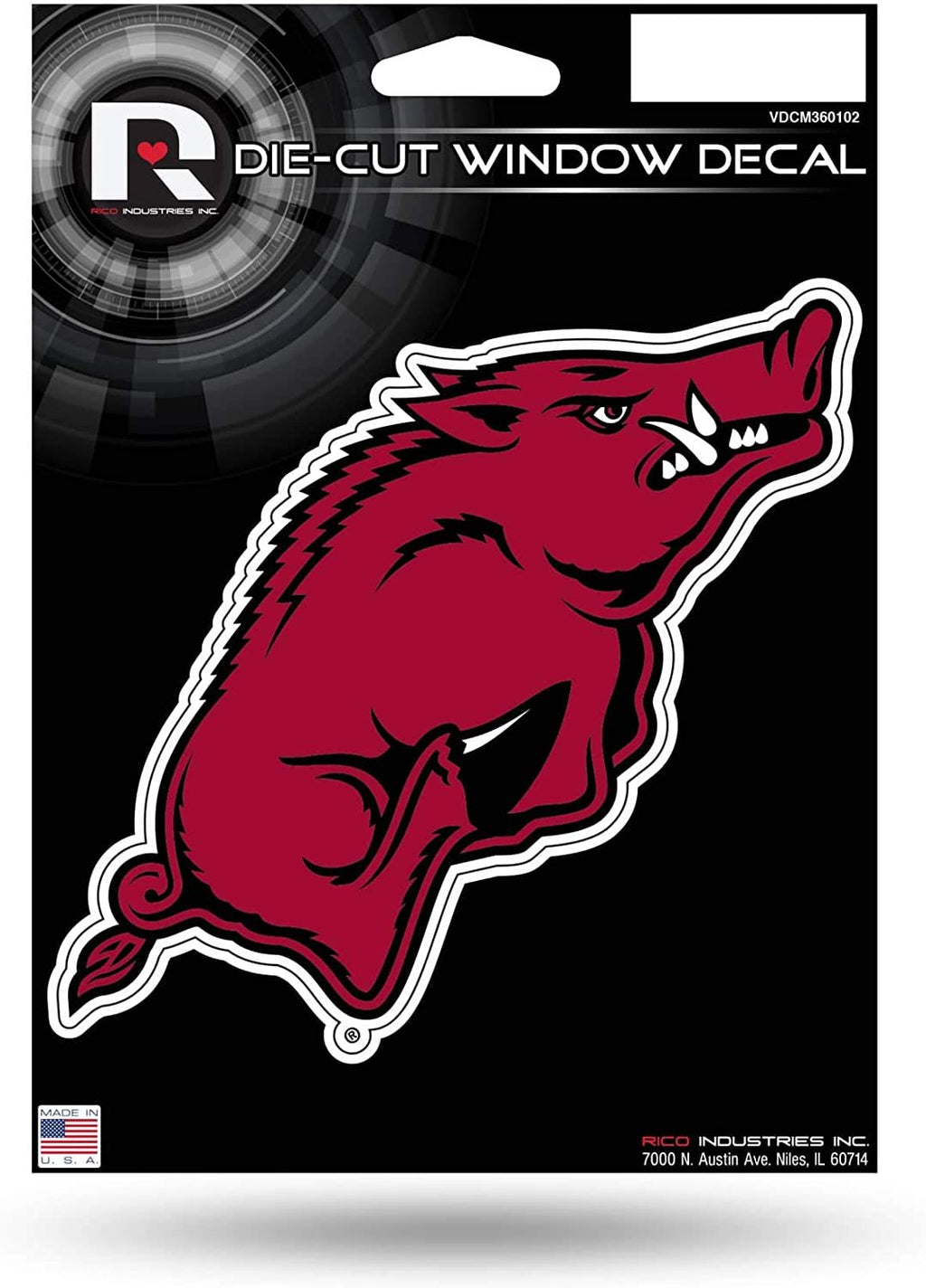 University of Arkansas Razorbacks 5 Inch Die Cut Sticker Decal, Full Adhesive Backing