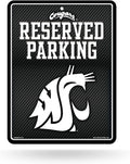 Washington State University Cougars Metal Parking Novelty Wall Sign 8.5 x 11 Inch Carbon Fiber Design