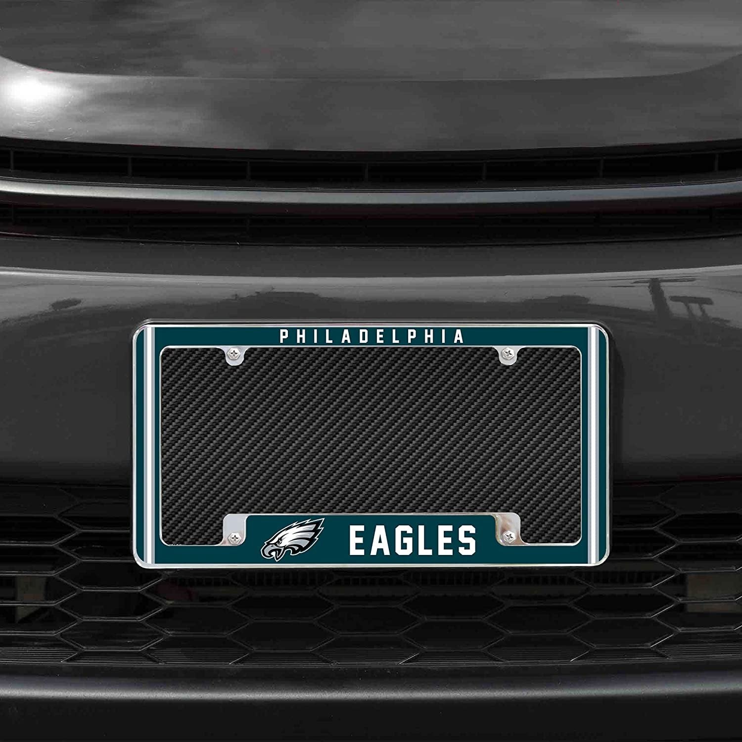 Philadelphia Eagles Metal License Plate Frame Chrome Tag Cover Alternate Design 6x12 Inch