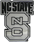 North Carolina State University Wolfpack Auto Emblem, Plastic Molded, Silver Chrome Color, Raised 3D Effect, Adhesive Backing