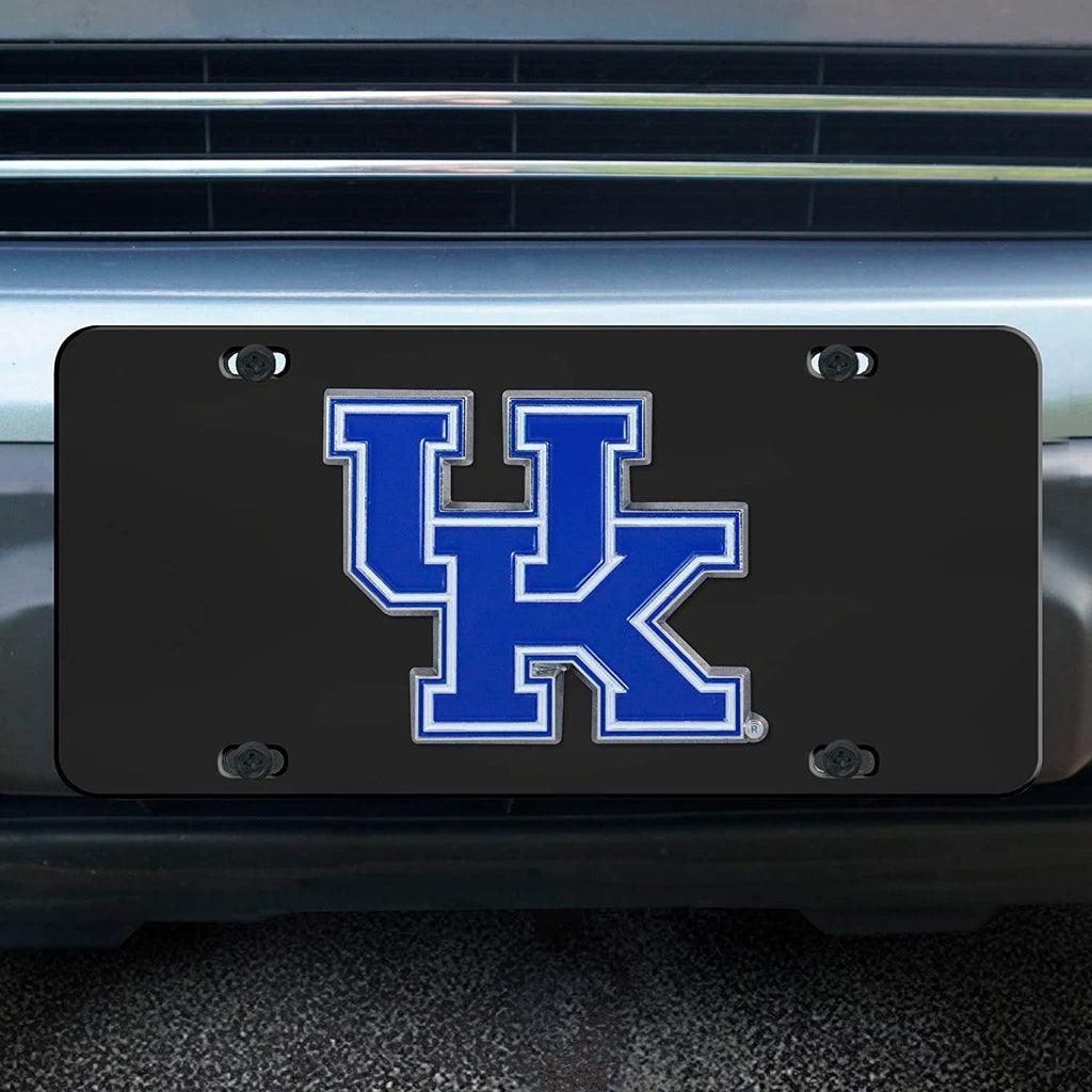 University of Kentucky Wildcats Metal License Plate Tag Die Cast 3D Black Stainless Steel