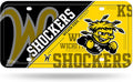 Wichita State University Shockers Metal Auto Tag License Plate, Split Design, 6x12 Inch