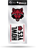Arkansas State University Red Wolves 2-Piece Double Up Die Cut Sticker Decal Sheet, 4x8 Inch