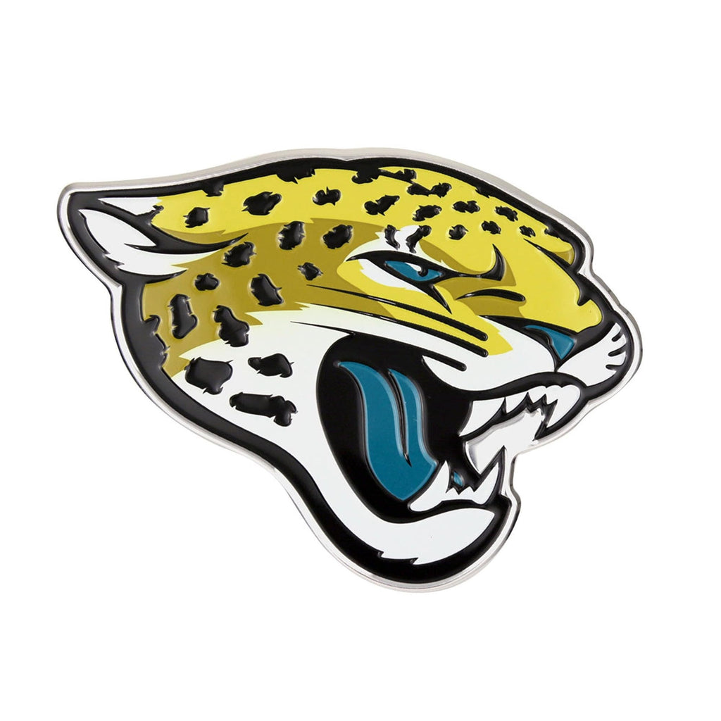 Jacksonville Jaguars Premium Aluminum Metal Raised Auto Emblem, Primary Logo, Color Embossed, Full Adhesive Backing