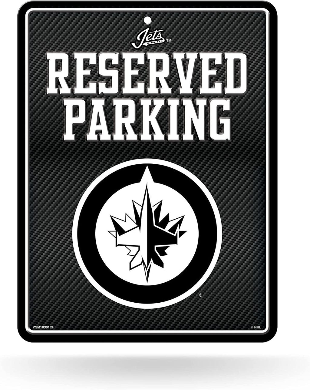 Winnipeg Jets Metal Parking Novelty Wall Sign 8.5 x 11 Inch Carbon Fiber Design