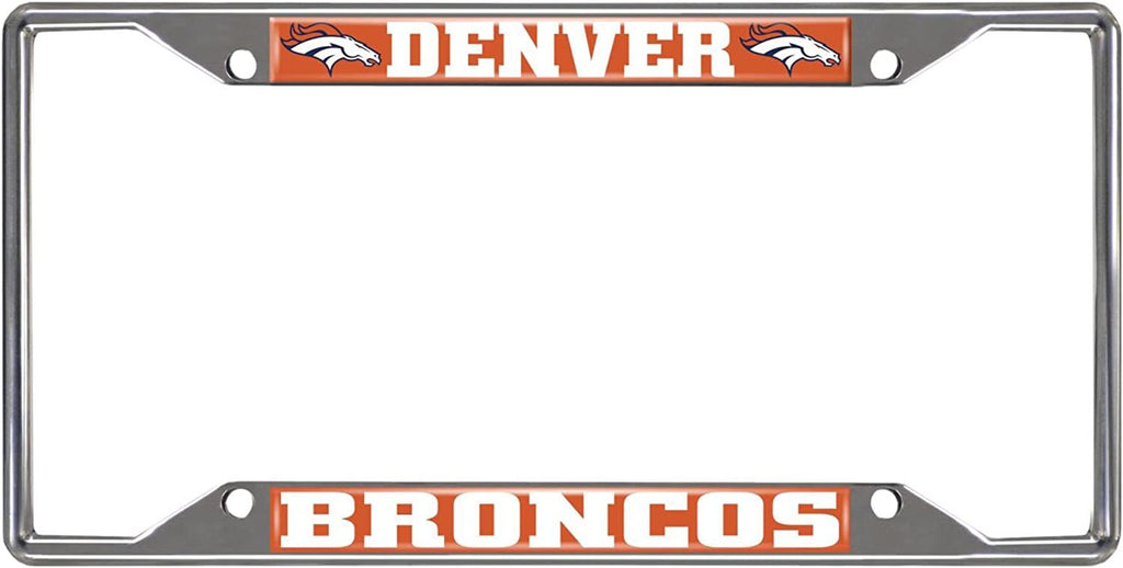 Denver Broncos Metal License Plate Frame Chrome Tag Cover 6x12 Inch