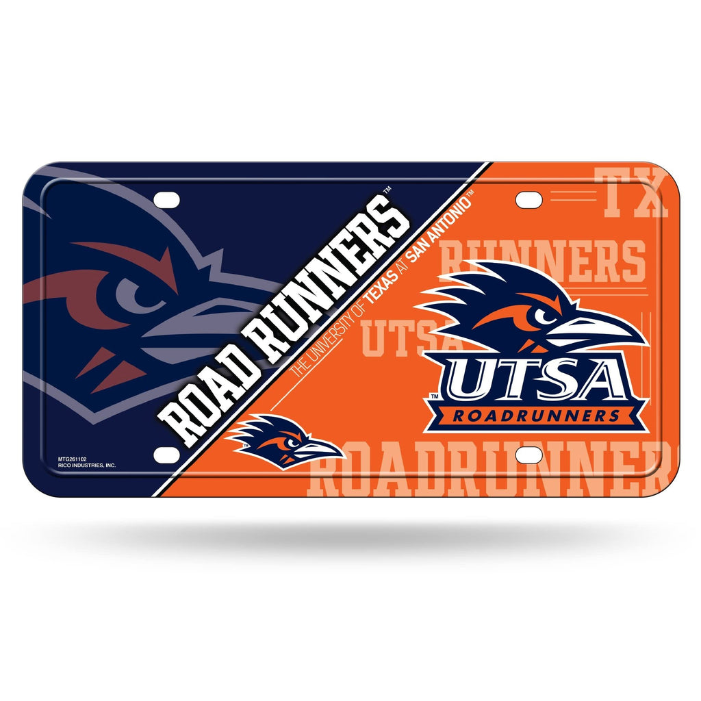 University of Texas San Antonio Roadrunners UTSA Premium Metal Auto Tag License Plate, Split Logo Design, 12x6 Inch