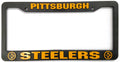 Pittsburgh Steelers License Plate Frame Tag Cover, Black Plastic, 12x6 Inch