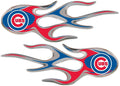 Chicago Cubs Pair of Decal Sticker Emblem, Air Puffed Raised, Micro Flame Design, Full Adhesive Backing, 2x5 Inch Each