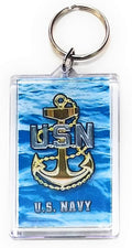HP Industries Navy 2x3 Acrylic Keychain w/1" Keyring Decal Logo Emblem United States US Military