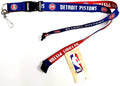 Detroit Pistons Lanyard Keychain Double Sided Breakaway Safety Design Adult 18 Inch
