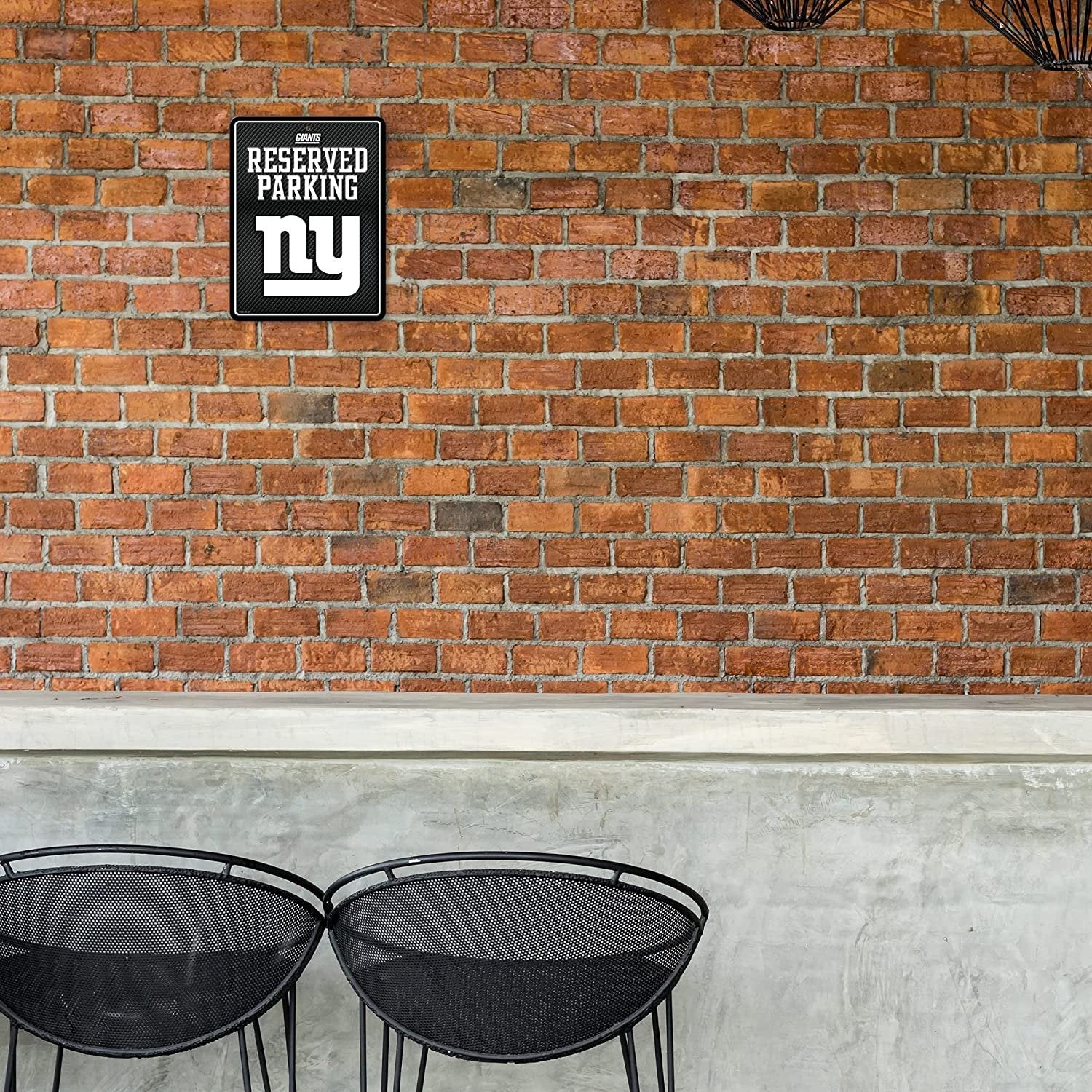 New York Giants Metal Parking Sign, Carbon Fiber Design 8.5x11 Inch