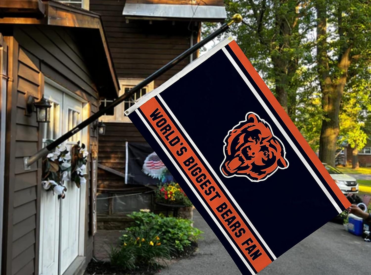Chicago Bears 3x5 Feet Flag Banner, World's Biggest Fan, Metal Grommets, Single Sided, Indoor or Outdoor Use