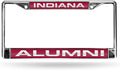 Indiana University Hoosiers Alumni Chrome Metal License Plate Frame Tag Cover, Laser Acrylic Mirrored Inserts, 12x6 Inch