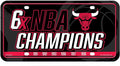 Chicago Bulls Metal Auto Tag License Plate, 6-Time Champions, 6x12 Inch