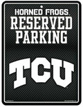 Texas Christian University Horned Frogs TCU Metal Parking Novelty Wall Sign 8.5 x 11 Inch Carbon Fiber Design