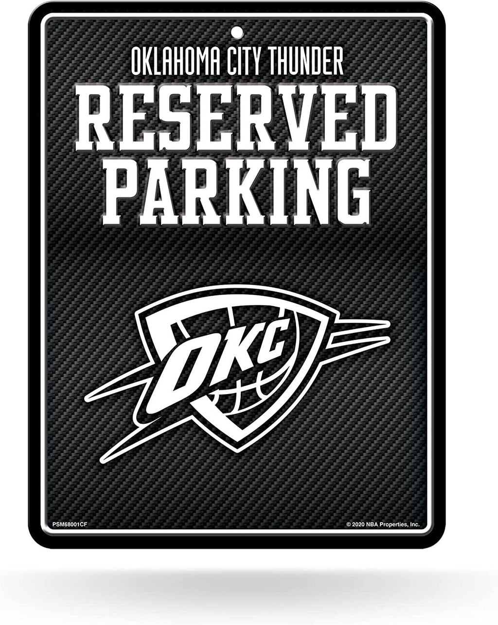 Oklahoma City Thunder Metal Parking Novelty Wall Sign 8.5 x 11 Inch Carbon Fiber Design