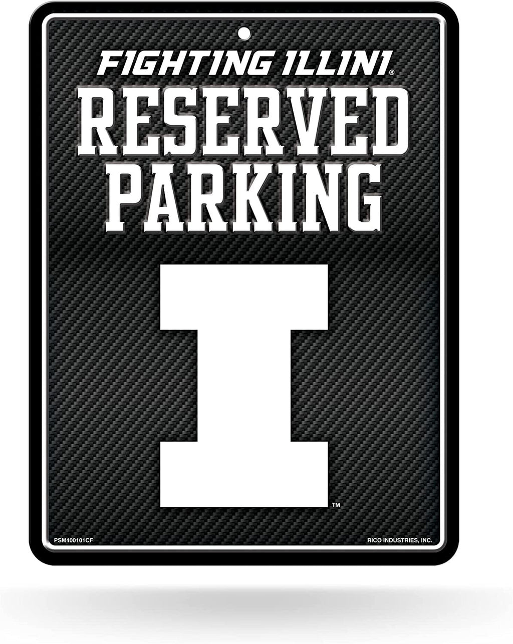 University of Illinois Fighting Illini Metal Parking Novelty Wall Sign 8.5 x 11 Inch Carbon Fiber Design
