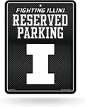 University of Illinois Fighting Illini Metal Parking Novelty Wall Sign 8.5 x 11 Inch Carbon Fiber Design