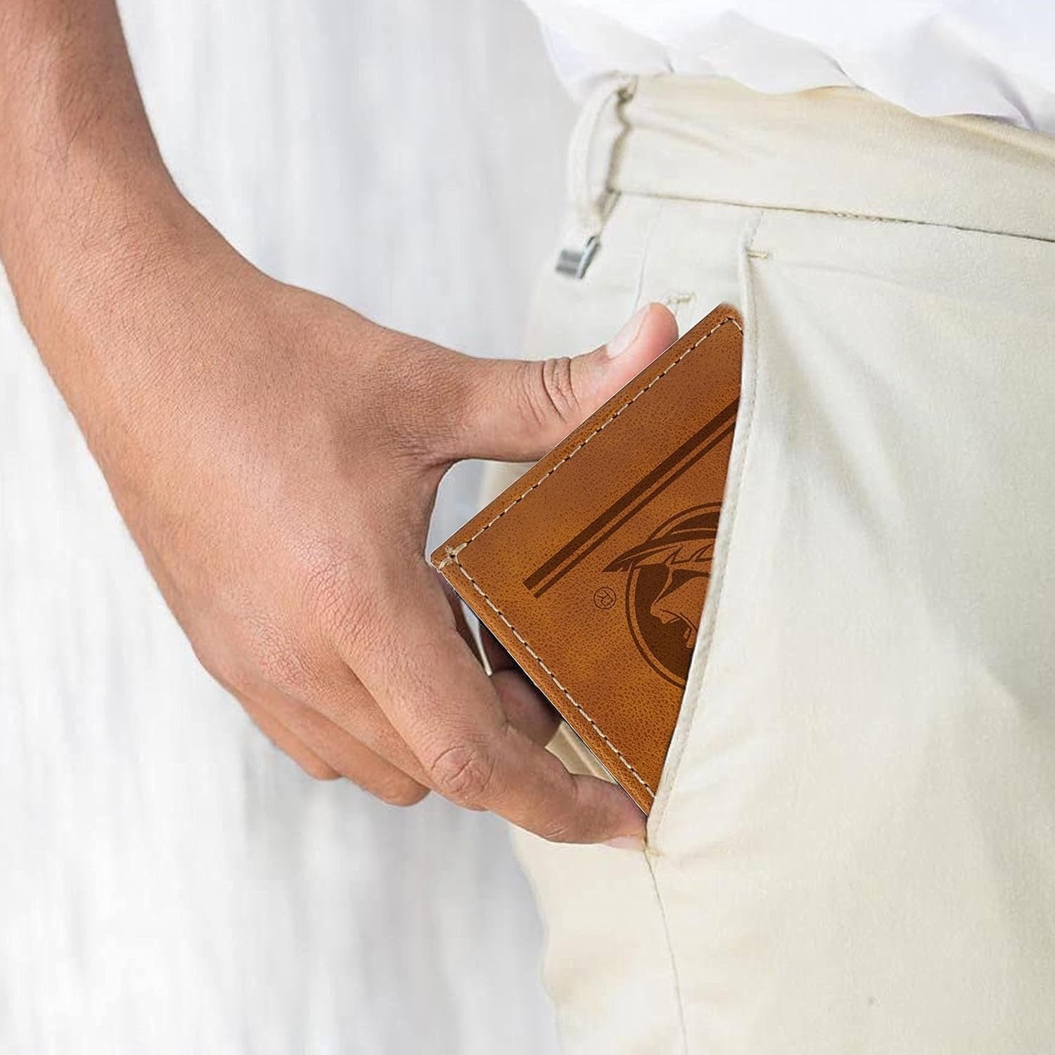 NCAA Florida State Seminoles Men’s Front ID Pocket Brown Wallet- Premium 8 Pocket Laser-Engraved Team Logo on Vegan Leather- Minimalist Design, Credit Card Holder- Ideal for Travel or Men’s Gift