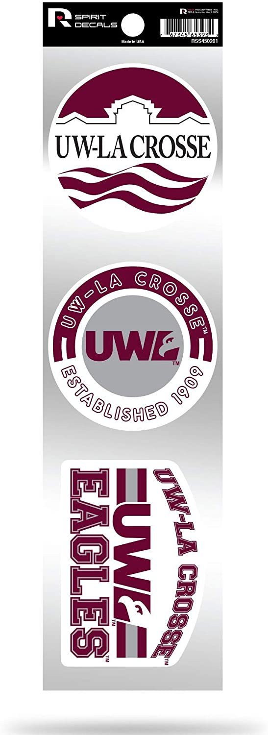 Wisconsin La Crosse Eagles UWL Triple Retro Throwback Spirit Decals Flat Vinyl Auto Home Sticker Sheet University of