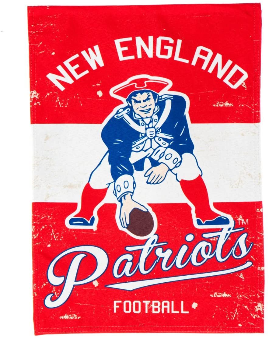 New England Patriots Premium 2-sided Garden Flag Banner, Vintage Logo, Linen, 13x18 Inch