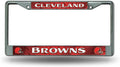 Cleveland Browns Premium Metal License Plate Frame Chrome Tag Cover, 12x6 Inch