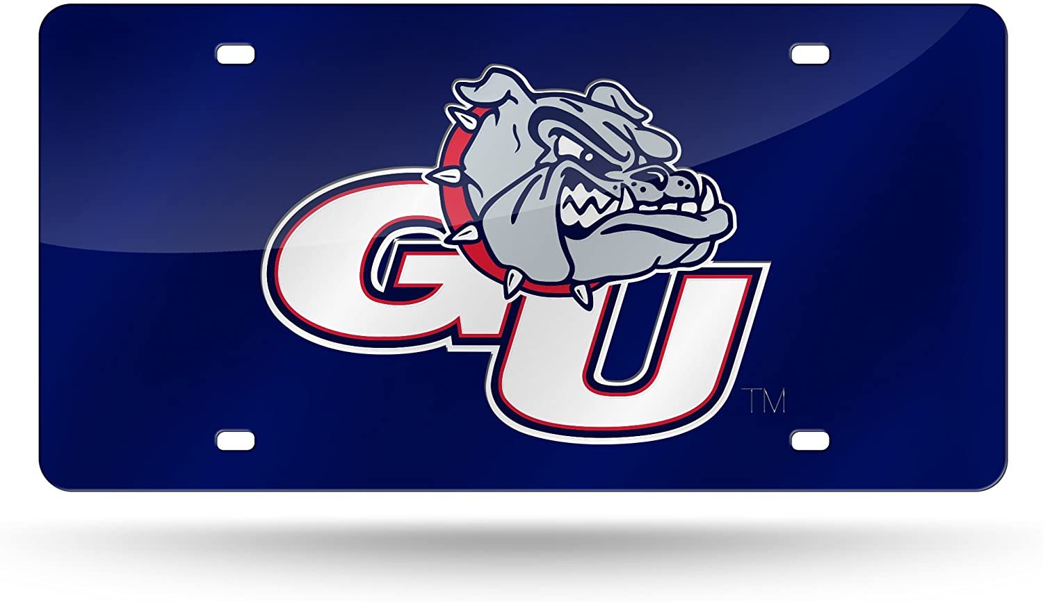 Gonzaga University Bulldogs Premium Laser Cut Tag License Plate, Blue, Mirrored Acrylic Inlaid, 12x6 Inch