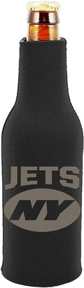 New York Jets 2-Pack Tonal Black Design Zipper Bottle Neoprene Beverage Insulator Holder Football