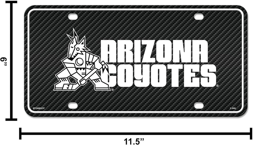 Arizona Coyotes Metal License Plate Tag Carbon Fiber Design Kachina Logo 12x6 Inch