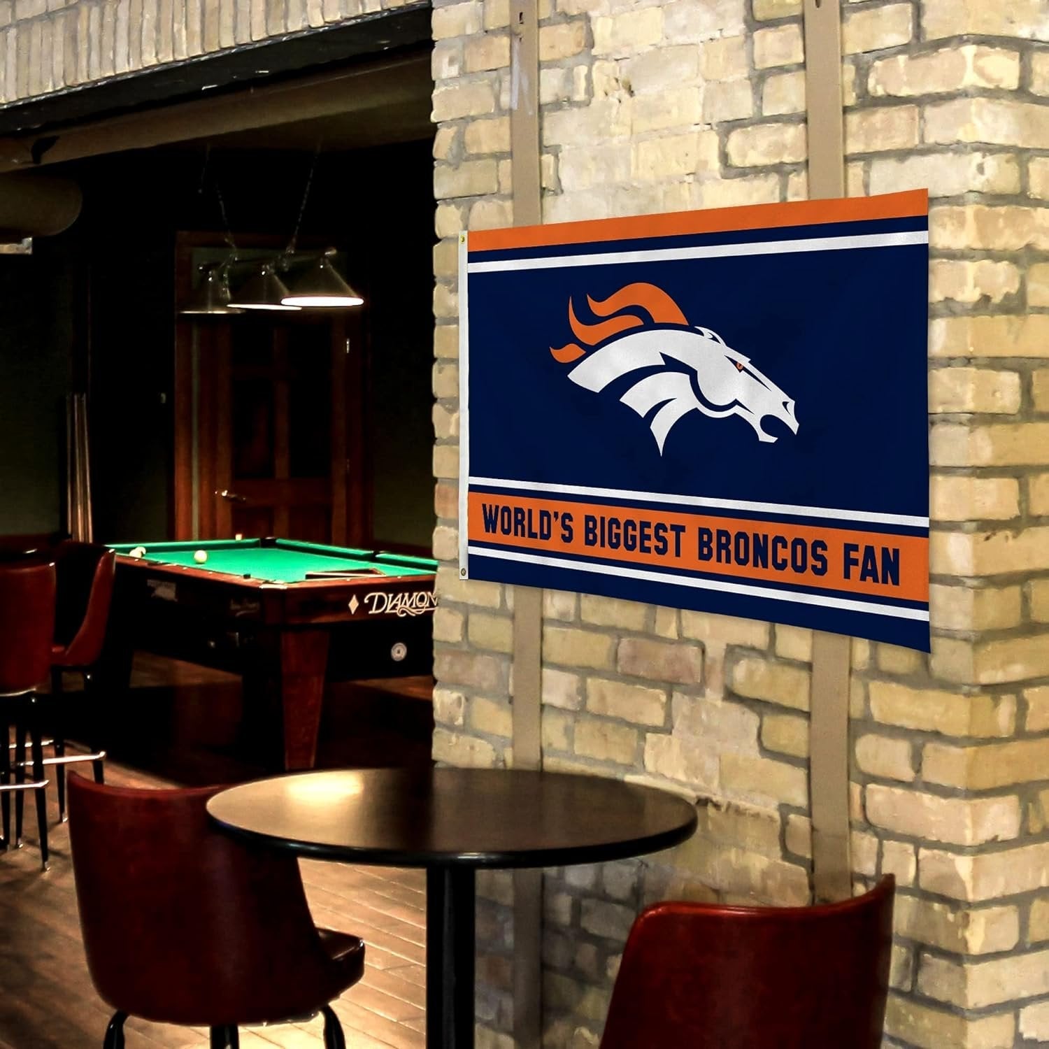 Denver Broncos 3x5 Feet Flag Banner, World's Biggest Fan, Metal Grommets, Single Sided, Indoor or Outdoor Use